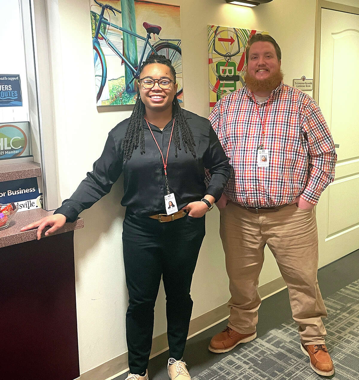 Canée Brown, left, was recently named Sports and Recreation Superintendent for the Edwardsville Parks and Recreation Department. Jeremy Dempsey, right, was named the the department's new Sports and Recreation Coordinator.