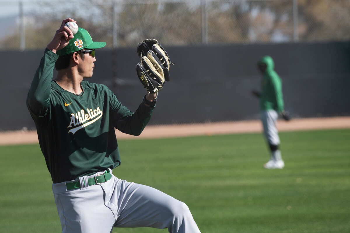 New A's pitcher Shintaro Fujinami impresses in first bullpen session