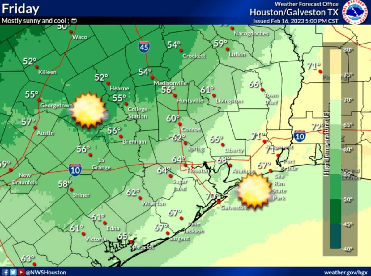 A warm is forecast after a cool night in Houston
