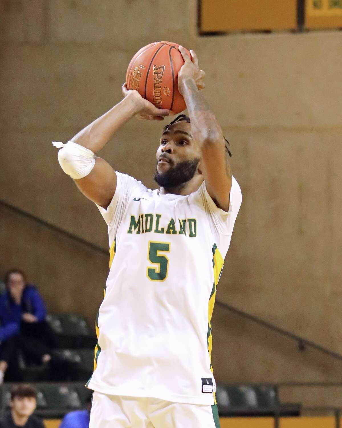 Midland College's Doug Young attempts a shot against Western Texas College on Feb. 16, 2023. 