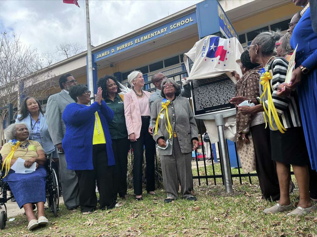 Unveiling the state historical marker at James D. Burrus Elementary School, February 15 2023.