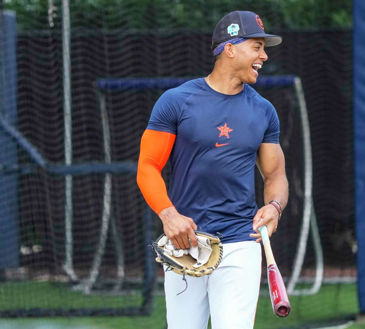 Houston Astros shortstop Jeremy Peña after workouts at the Astros spring training complex at The Ballpark of the Palm Beaches on Friday, Feb. 17, 2023 in West Palm Beach .
