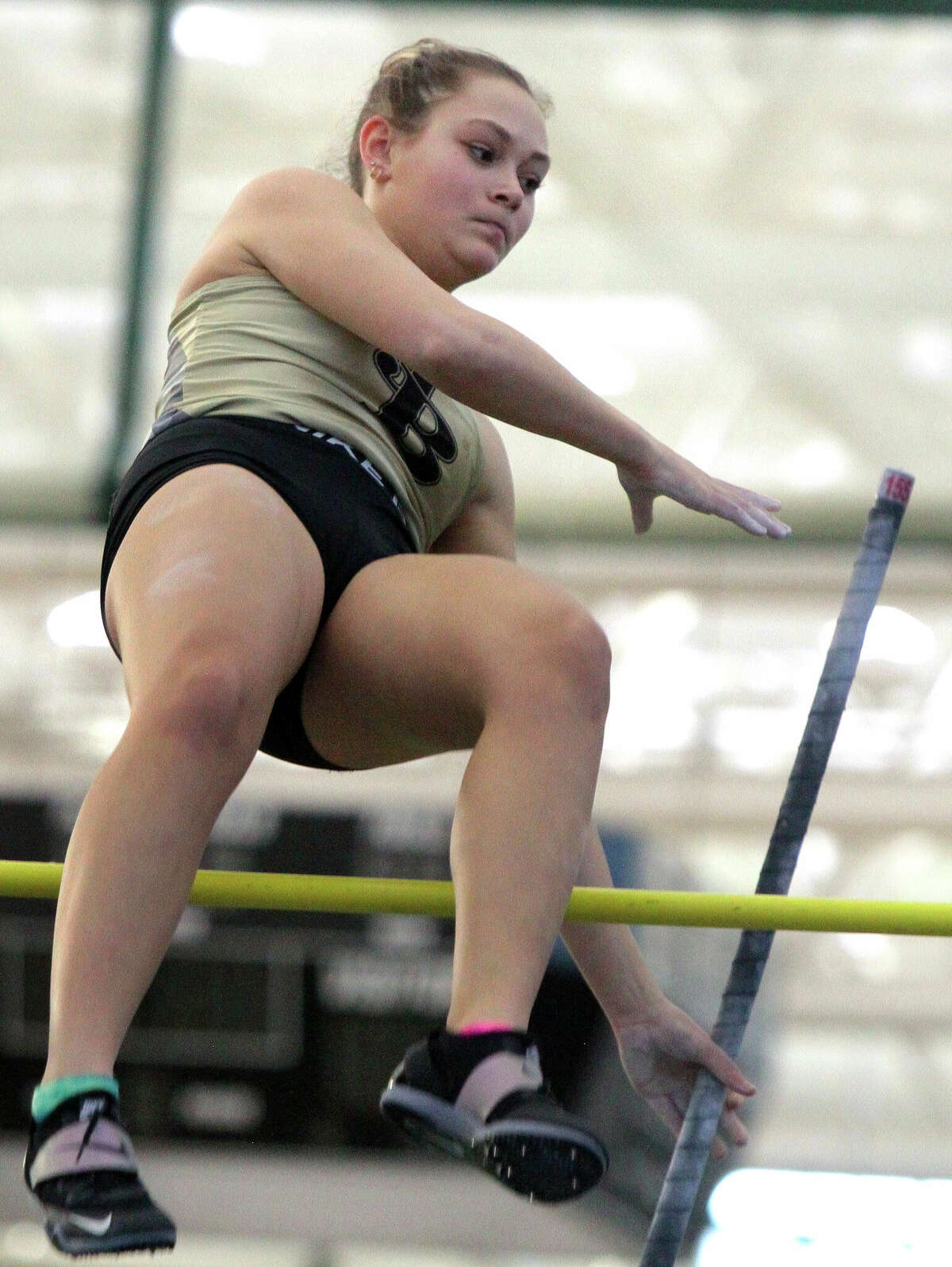 Joel Barlow's Jordan Carr competes in the pole vault event during CIAC State Open Boys and Girls Indoor Track championship action at Hillhouse High in New Haven, Conn., on Saturday February 18, 2020.