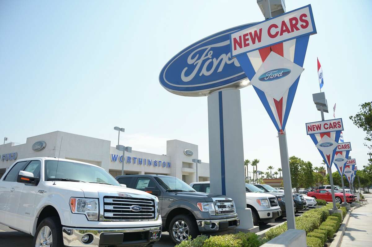 The Worthington Ford dealership in Long Beach, Calif., is seen Sept. 9, 2013. The dealership has been sold and will no longer bear the Worthington name.