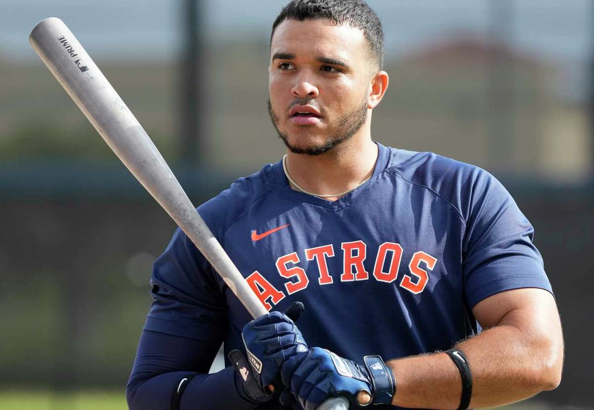 Houston Astros catcher Yainer Diaz during workouts at the Astros spring training complex at The Ballpark of the Palm Beaches on Sunday, Feb. 19, 2023 in West Palm Beach .