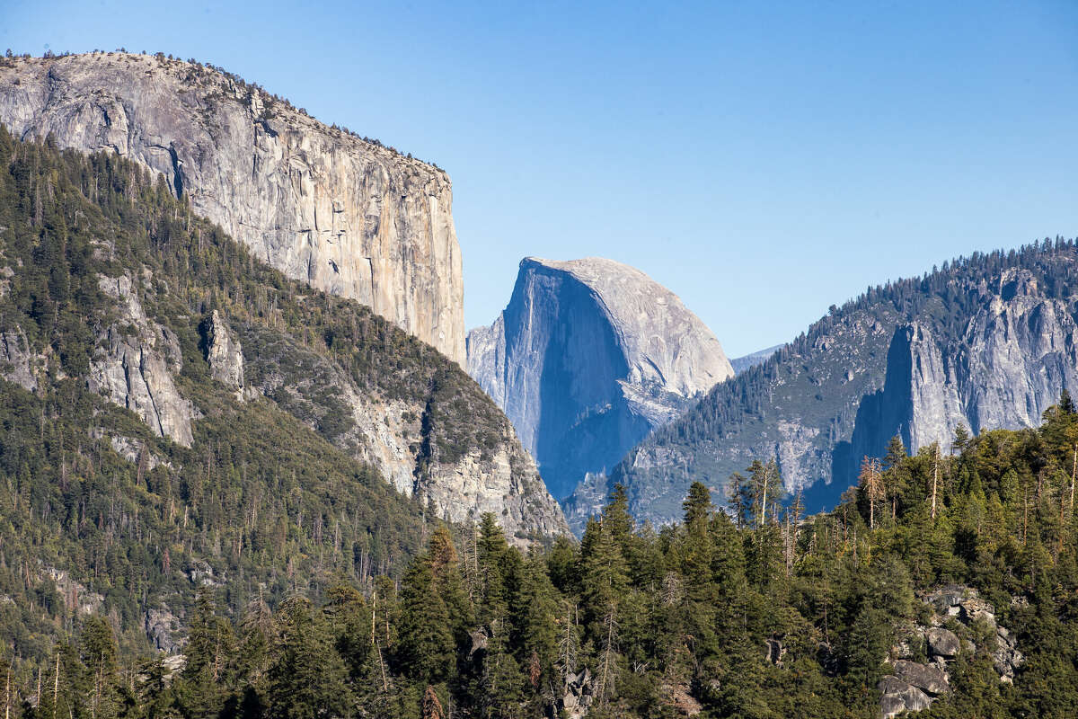 A view of Half Dome in Yosemite National Park. Zach Milligan, a free solo climber who made history when he became one of the first to descend Half Dome on skis in 2021, died earlier this month in a fall. 