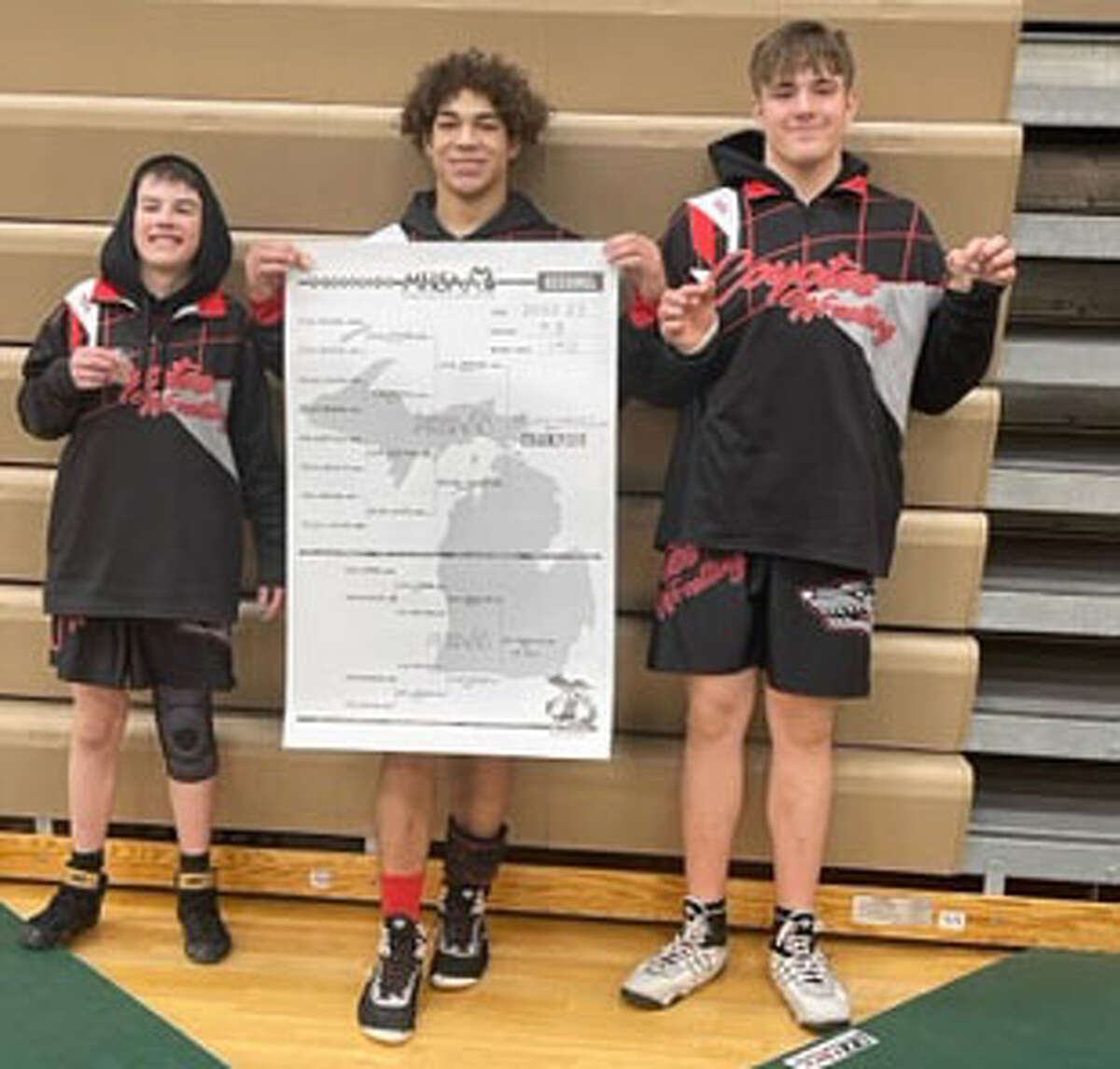 From left, Carter Johnson and Wyatt Spalo are among the area's wrestling state qualifiers.