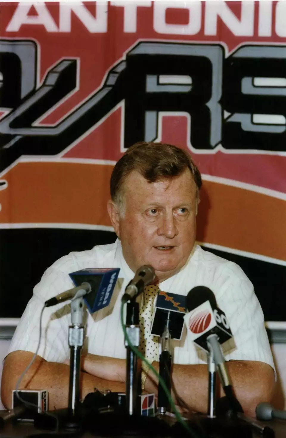 San Antonio Spurs owner Red McCombs addresses rumors concerning the sale of the Spurs and the Alamodome. NBA basketball 1992