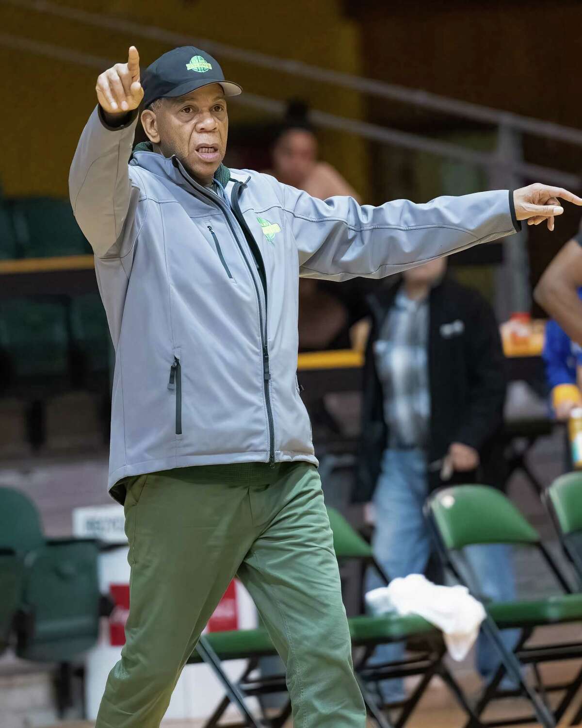 Albany Patroons head coach Derrick Rowland instructs prospective players during training camp on Tuesday, Feb. 21, 2023, at The Armory in Albany, NY.