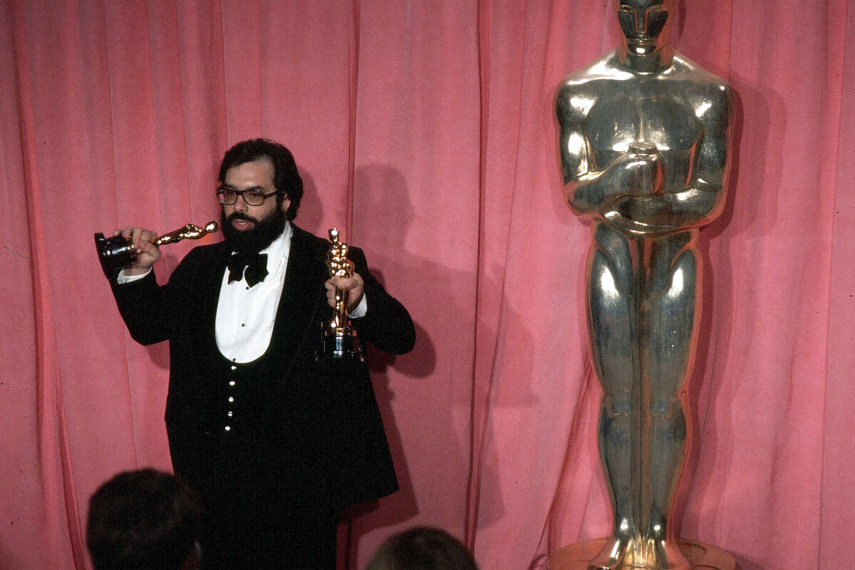 Director Francis Ford Coppola poses backstage with his Oscar after winning awards for best director and best picture for "The Godfather Part II" during the 47th Academy Awards at Dorothy Chandler Pavilion in Los Angeles.