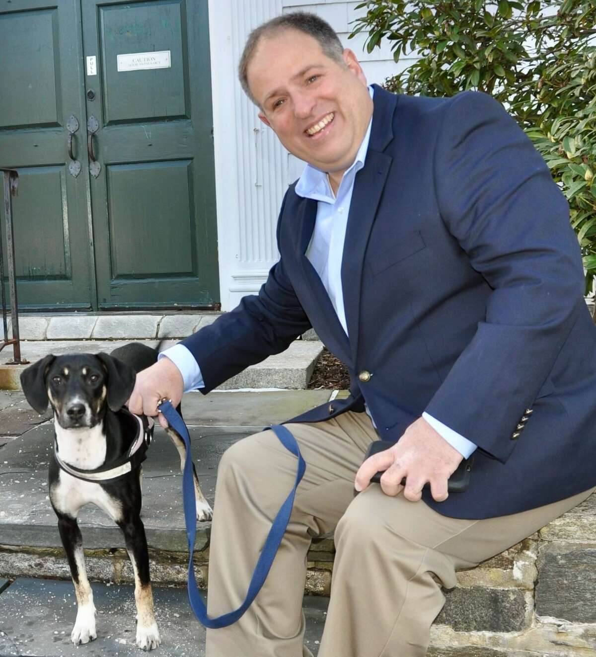Bill Gerber, the Democratic candidate for Fairfield First Selectman, and his dog, Zelly.