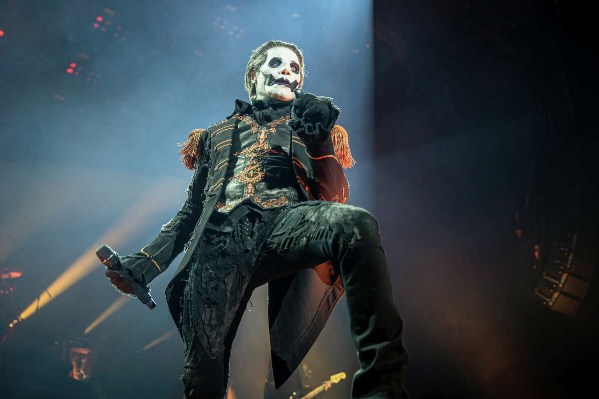 Tobias Forge "Papa Emeritus IV" from Ghost performs at Oslo Spektrum on April 30, 2022 in Oslo, Norway. 