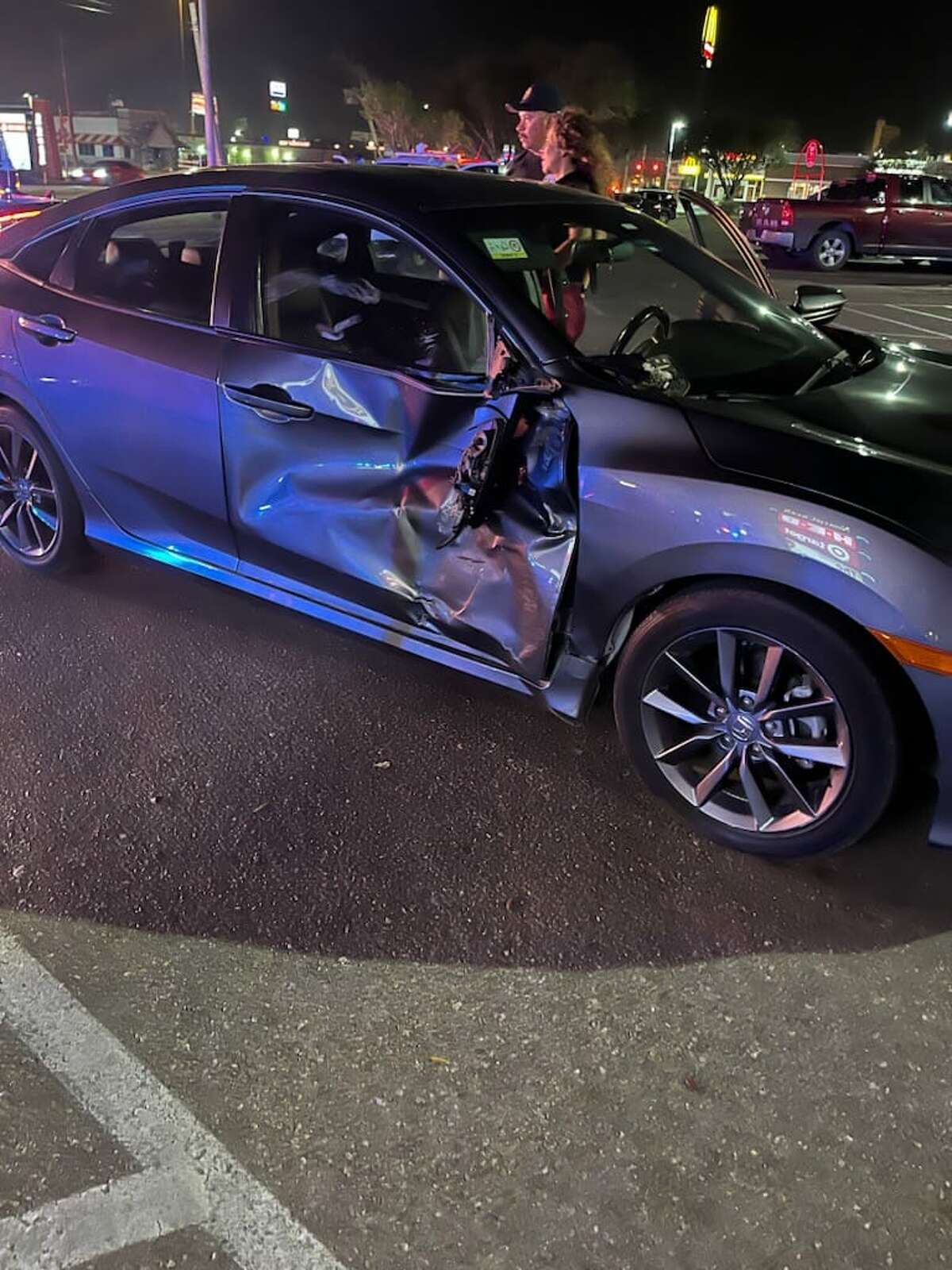 A 14-year-old male was taken to the hospital after crashing into this car in the 200 block of Del Mar Boulevard on Feb. 21.