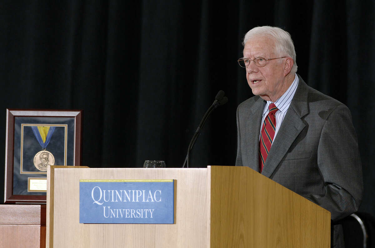 Former President Jimmy Carter visits Quinnipiac University in September 2007.