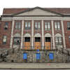 The former Harding High School building, in Bridgeport, Conn. Feb. 22, 2023.