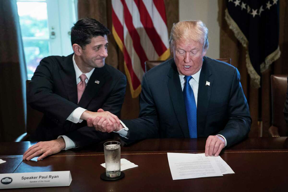 Then-House Speaker Paul Ryan (R-Wis.) and then-President Donald Trump at the White House in 2017.