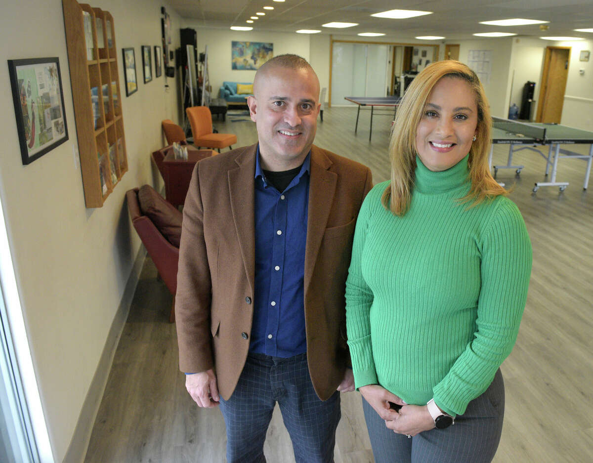 Lucas Pimentel and Maria Matos at LEAD headquarters on Main street in Danbury, Conn. Wednesday, February 23, 2023.