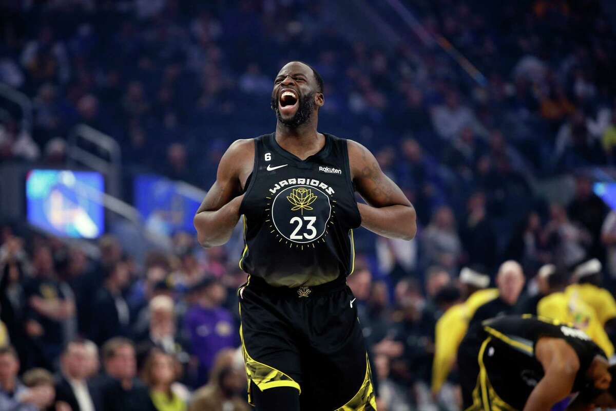 Golden State Warriors forward Draymond Green (23) is pumped up before tip-off against the Los Angeles Lakers at Chase Center in San Francisco, Calif., Saturday, Feb. 11, 2023.