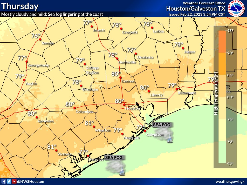 Houston weather forecast calls for early fog, continued warm weather