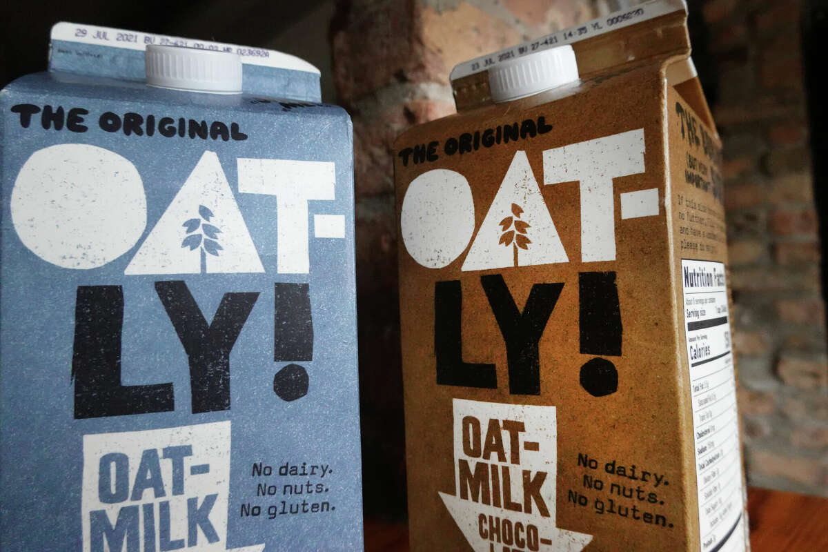 The FDA says alternative milk products such as oat, soy, almond and others can use the "milk" name. IMAGE: CHICAGO, ILLINOIS - MAY 20: Oatly oat milk and chocolate oat milk are shown on May 20, 2021 in Chicago, Illinois. Oatly began trading on the Nasdaq today after listing its initial public offering at $17-per-share, giving the company an implied valuation of $10 billion. (Photo Illustration by Scott Olson/Getty Images)