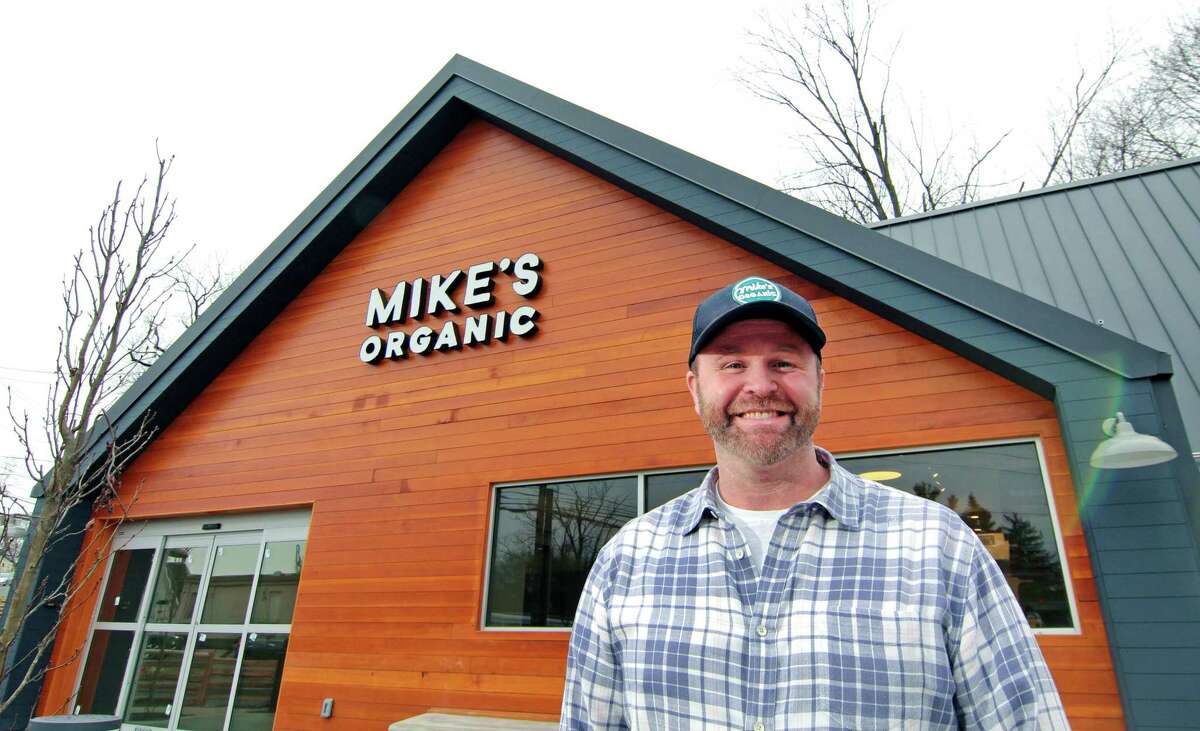 Mike Geller, owner of Mike's Organic, poses at the soon-to-open establishment in Greenwich, Conn., on Thursday February 23, 2023. The organic food market is slated to open in April.