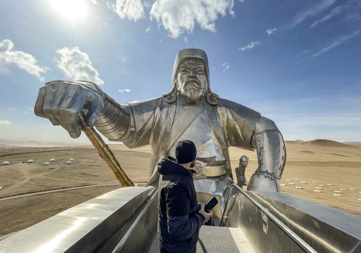 A view from the statue of Genghis Khan in Ulaanbaatar, Mongolia, on April 4, 2022.