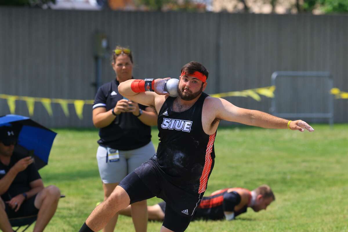 SIUE's Luke Hatten led the men in the shot put with a 14.11m toss, setting a new career best at the OVC Championships over the weekend.