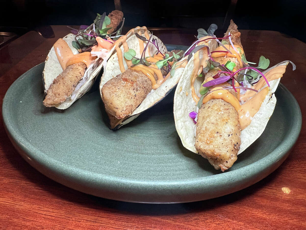 Fried fish tacos come with cabbage slaw and chipotle mayo at Panfila Cantina, one of 10 places to get good fish tacos for Lent in San Antonio.