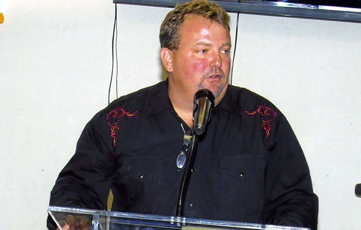 A photo of radio personality and GardenLine host Randy Lemmon speaking to the Pasadena Rotary club. Lemmon died after complications of a stroke in January. He was 61.