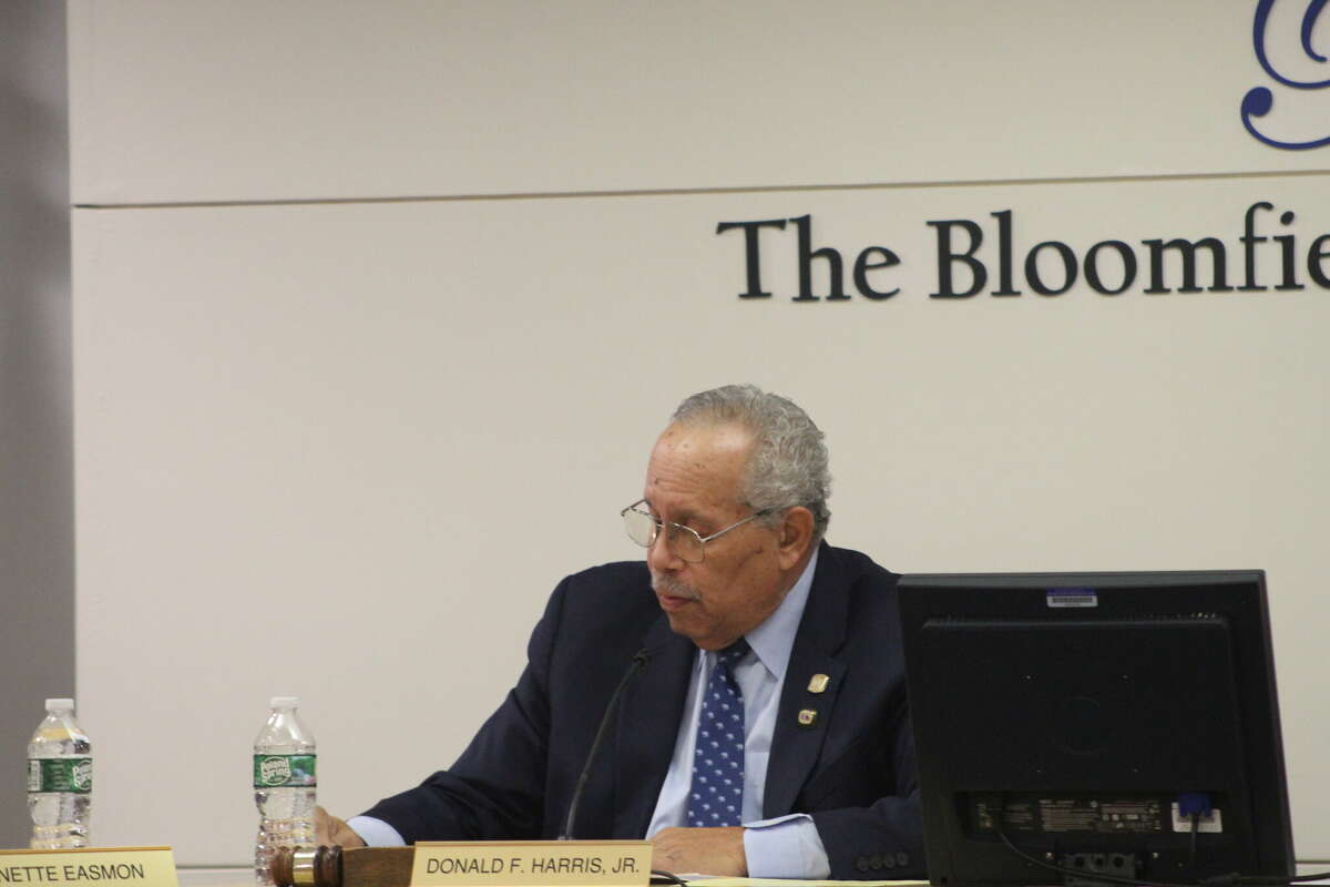 Board of Education Chair Donald Harris spoke in support of the 2023-24 budget proposed for Bloomfield Public Schools on Thursday.