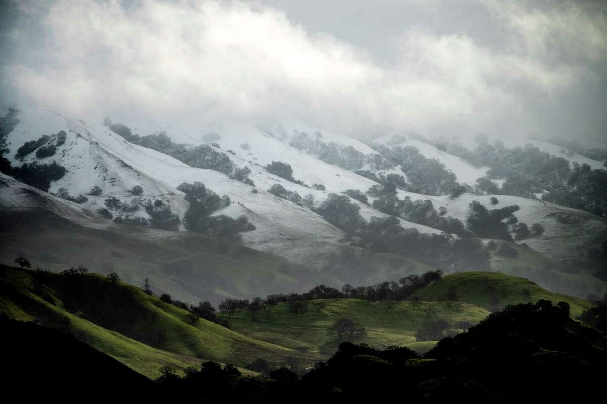 Snow covers Mount Diablo, as seen from Walnut Creek. 