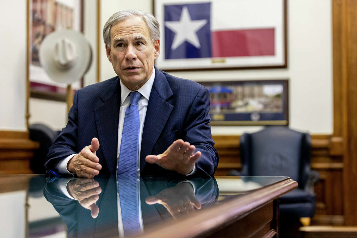 Governor of Texas Greg Abbott is pictured on his office chambers at the Texas Capitol in Austin, Texas, on Feb. 23, 2023.