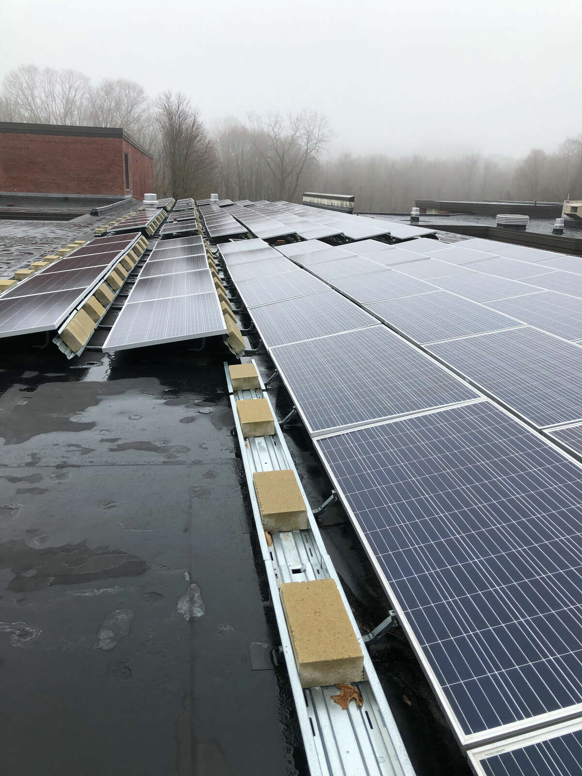 Solar panels on the roof at Barlow Mountain Elementary School in Ridgefield.
