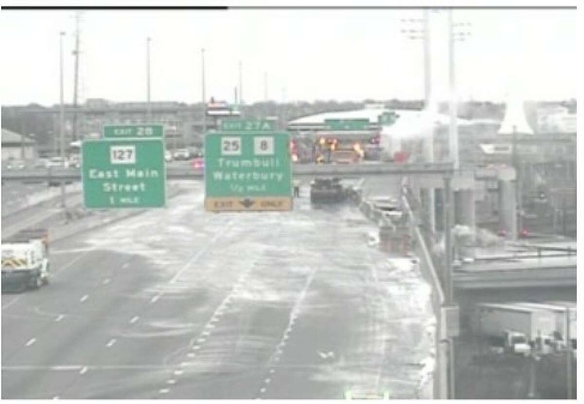 A fire resulting from a crash closed a section of the northbound side of Interstate 95 in Bridgeport Saturday morning, the state Department of Transportation said.