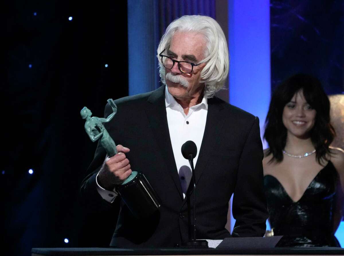 Sam Elliott accepts the award for outstanding performance by a male actor in a television movie or limited series for "1883" at the 29th annual Screen Actors Guild Awards on Sunday, Feb. 26, 2023, at the Fairmont Century Plaza in Los Angeles.