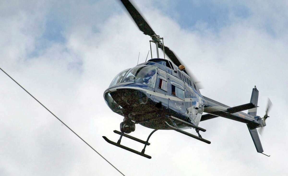 Eversource is using a helicopter to conduct power line inspections in Newtown on Monday.