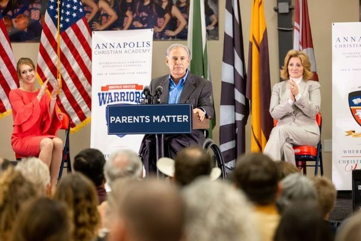Gov. Greg Abbott speaks at a “Parental Empowerment Night” in Corpus Christi, Texas, on Jan. 31, 2023.Photo courtesy Office of the Governor