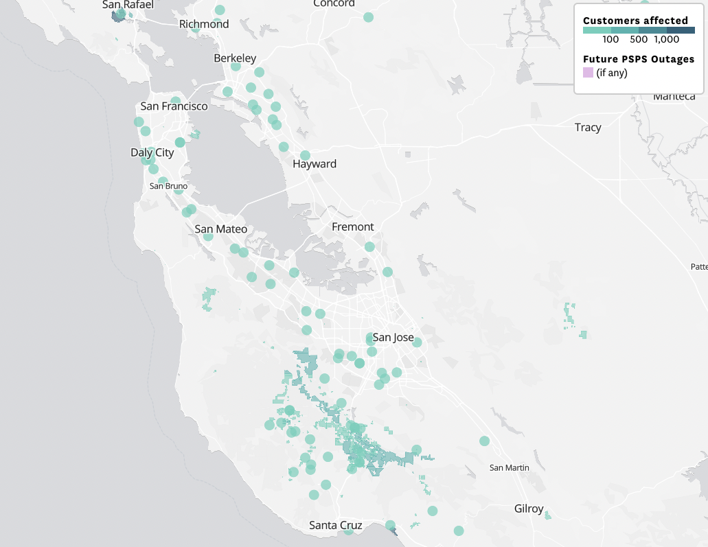 Bay Area PG&E outages from storm leave more than 8,000 without power