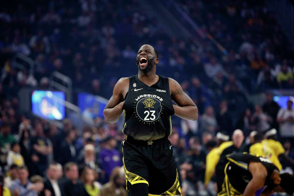 Golden State Warriors forward Draymond Green (23) is pumped up before tip-off against the Los Angeles Lakers at Chase Center in San Francisco, Calif., Saturday, Feb. 11, 2023.