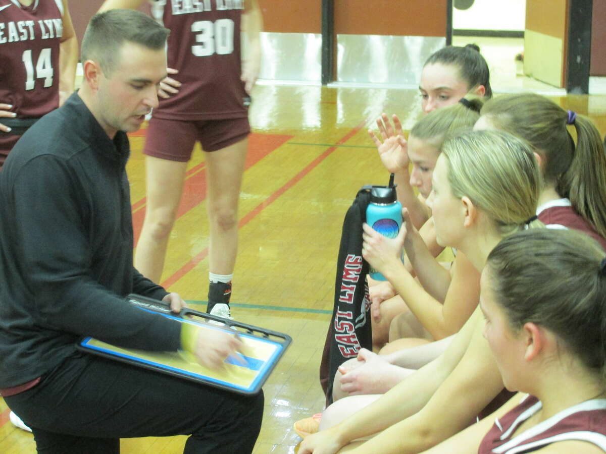 East Lyme coach P.J. Zipser tried to stop Torrington and the Viking fouls in a Class L Tournament first round loss at Torrington High School Monday afternoon.