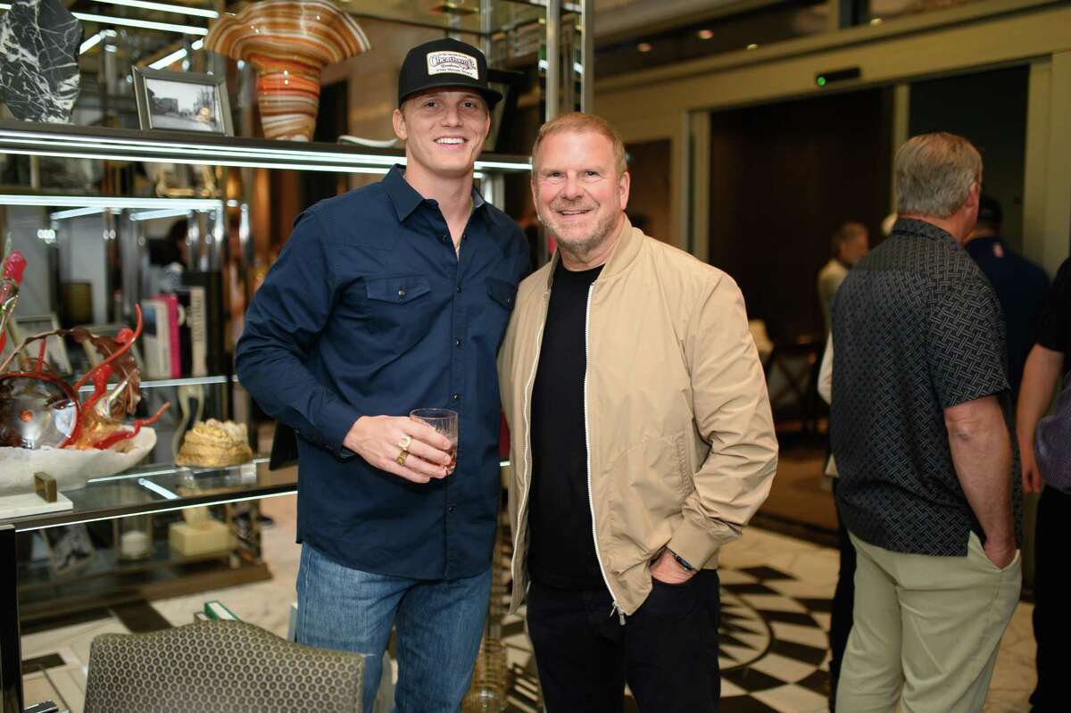 Tilman Fertitta hosts Parker McCollum for a private meet and greet in The Oak Room at the Post Oak Hotel in Houston, TX Monday, Feb. 27, 2023.