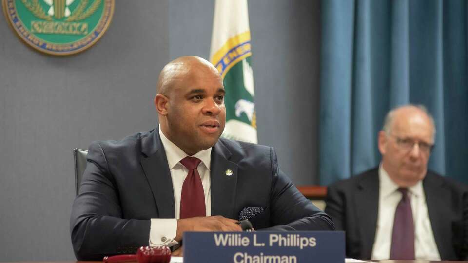 Willie L. Phillips, acting chairman of the Federal Energy Regulatory Commission, speaks Thursday, Feb. 16, 2023, during a commission meeting in Washington D.C.