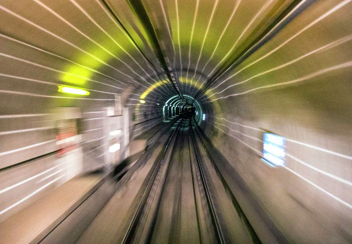 A BART train moves through the Transbay Tube from Oakland to San Francisco in 2018. Plans for a second tube could be amended or killed, pending decisions from the Link21 committee.