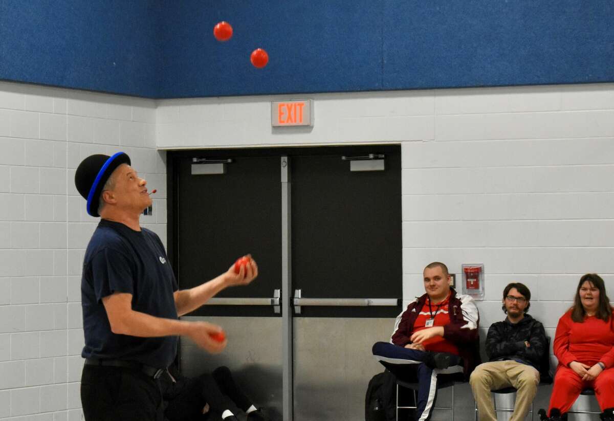 Entertainer and professional juggler Tommy Tropic visited and performed for students and staff at the Mecosta-Osceola Special Education Center in Big Rapids. To view more photos visit www.bigrapidsnews.com.