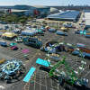 The San Antonio Stock Show and Rodeo carnival sets up Monday, Feb. 7, 2022. A viral TikTok shows a loose part on the Rodeo Ferris Wheel in February.