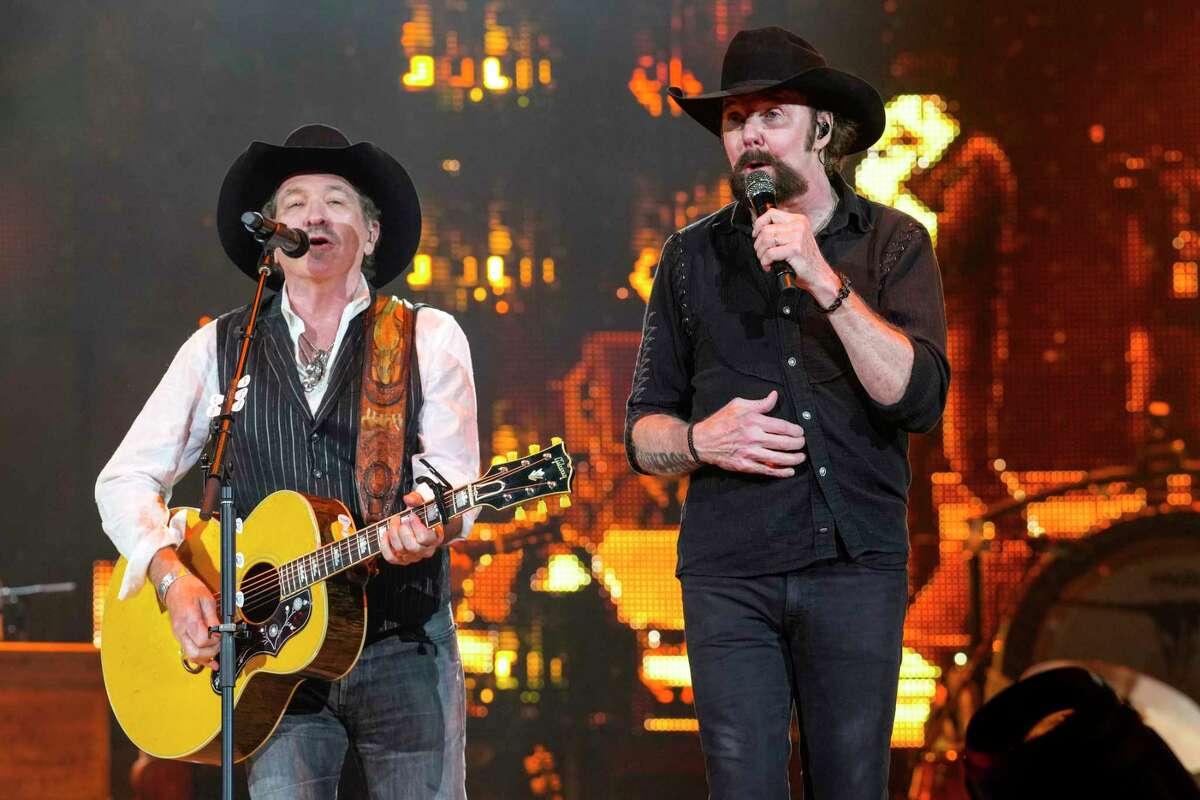 Kix Brooks, left, and Ronnie Dunn perform at the Houston Livestock Show & Rodeo on Wednesday, March 1, 2023 in Houston.