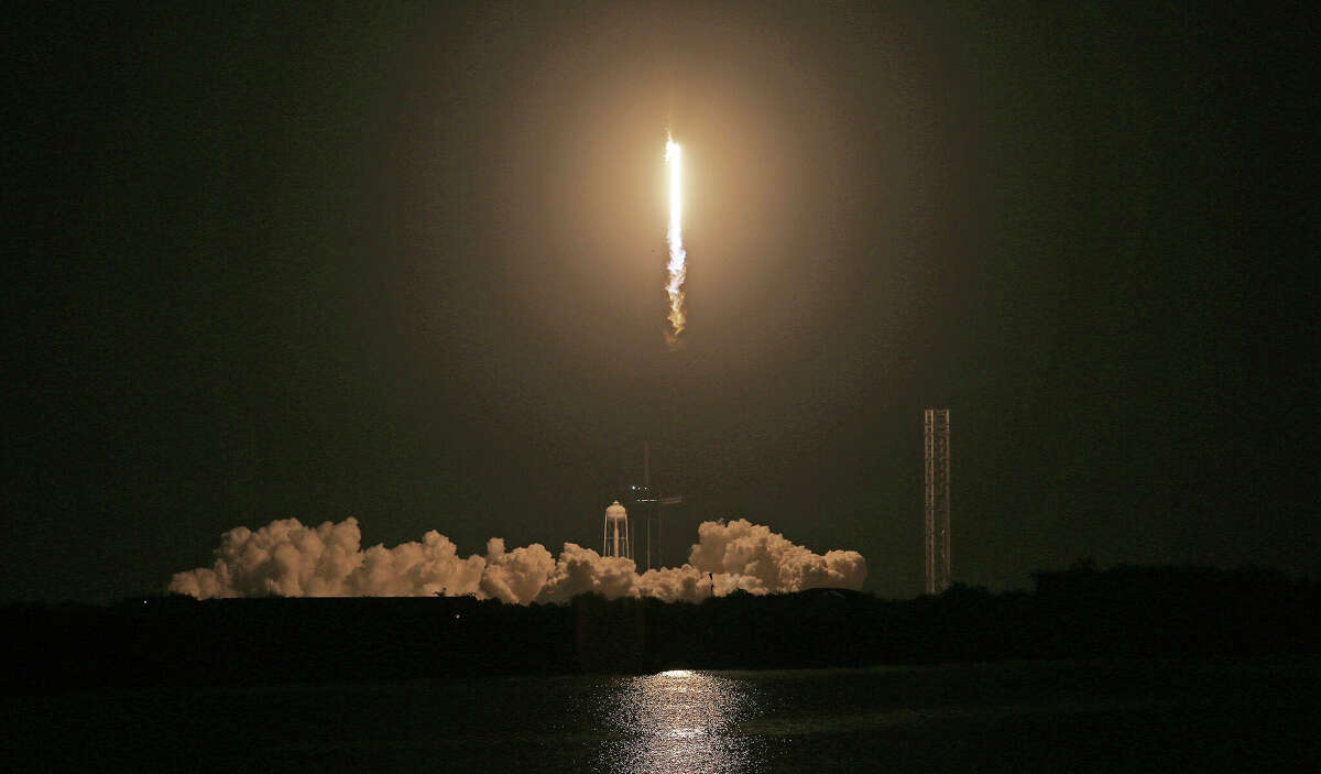 CAPE CANAVERAL,FL- MARCH 02, 2023: The SpaceX Falcon 9 rocket with the Crew Dragon spacecraft lifts off Launch Pad 39A at the Kennedy Space Center March 02, 2023 in Cape Canaveral, Florida. Crew-6 members Mission Specialist Roscosmos cosmonaut Andrey Fedyaev, NASA Pilot Woody Hoburg, NASA Commander Stephen Bowen and Mission Specialist United Arab Emirates astronaut Sultan AlNeyadi are scheduled to spend six months at the International Space Station. (Photo by Red Huber/Getty Images)