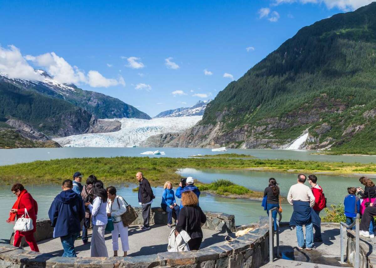 Mendenhall Glacier waterfalls and icebergs in Juneau, Alaska Mendenhall Glacier is one of Southeast Alaska's grandest glaciers, punctuated by waterfalls, icebergs, and lush forests that make it a world-class nature trip. Nearby, guests can also check out an upside-down forest in Mendenhall Valley, flipped upside down by a disgruntled landscaper named Steve in 1985. You may also like: Airlines most likely to lose or damage your luggage