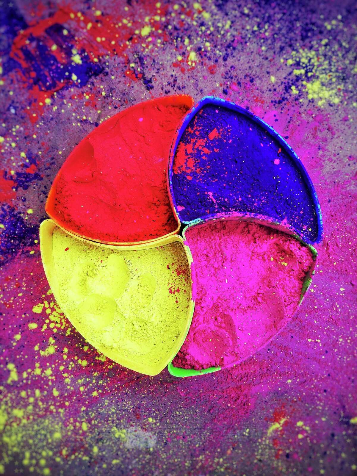 Powders used during Holi are organic and vibrant.