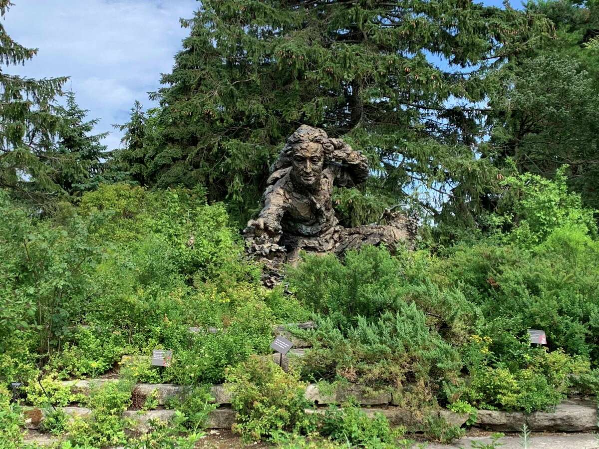 A sculpture of Swedish botanist, zoologist and physician Carl Linnaeus stands in the Heritage Garden of the Chicago Botanic Garden, in Glencoe, Ill. Linnaeus created rules for classifying and naming plants.
